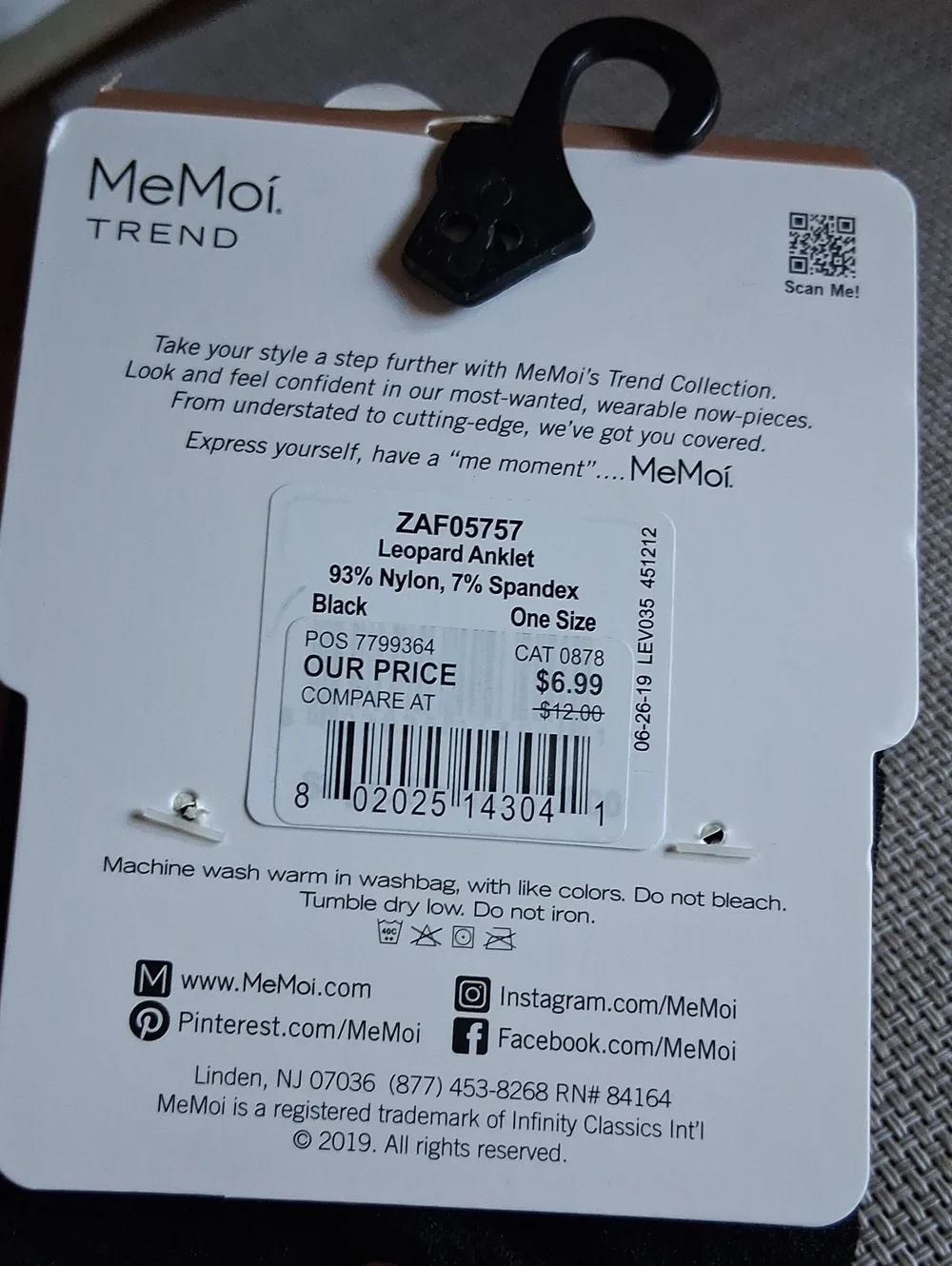 MeMoi Trend Black Leopard Sheer Ankle Socks Sz9-11